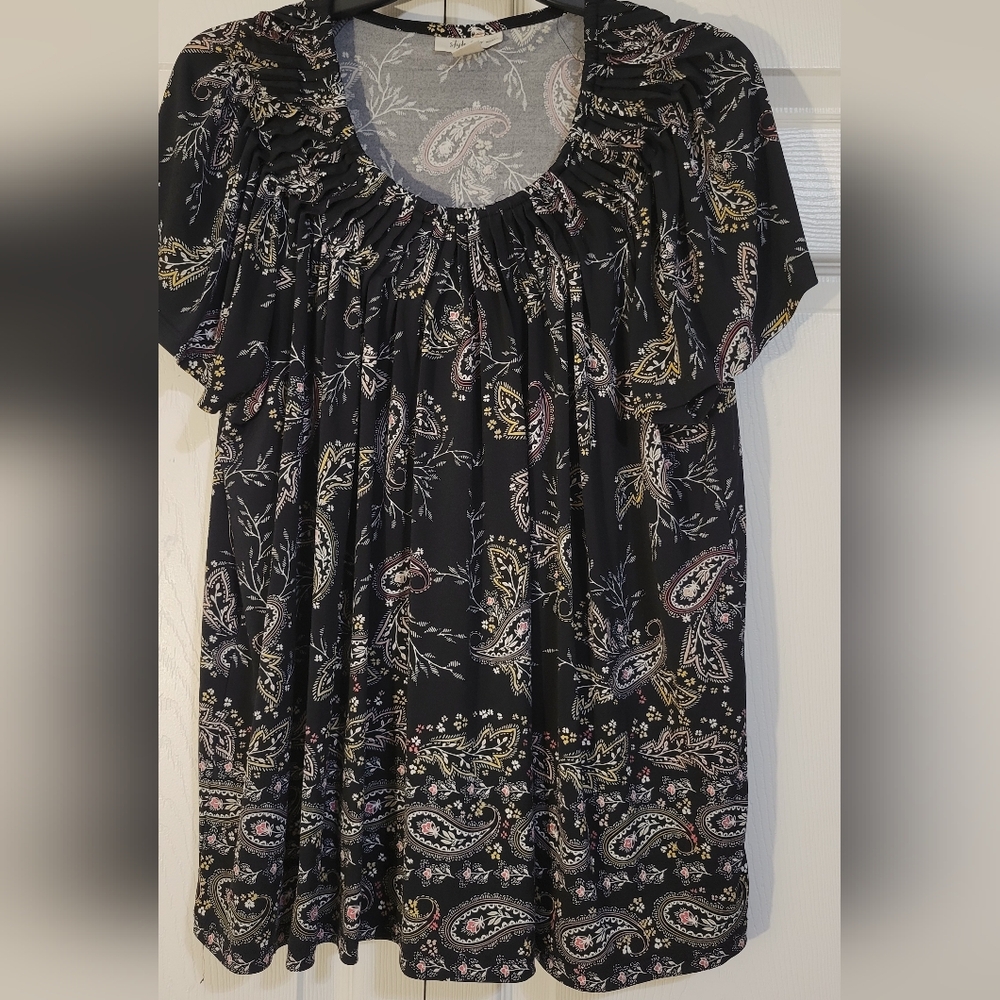 Style & Co. Black Paisley Blouse